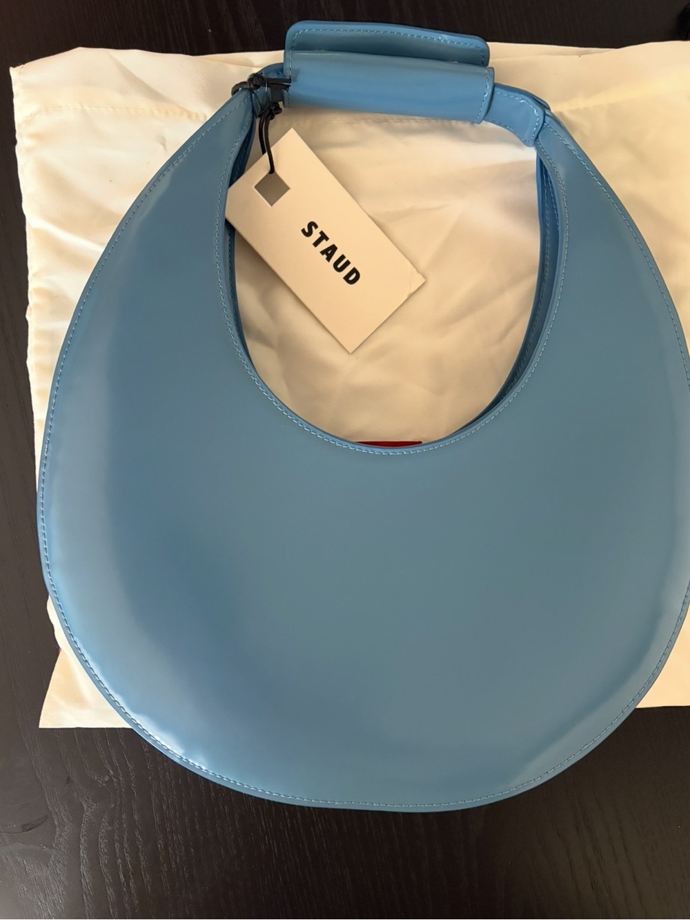 STAUD Moon Bag Saddle Sky Blue Crescent Hobo Shoulder